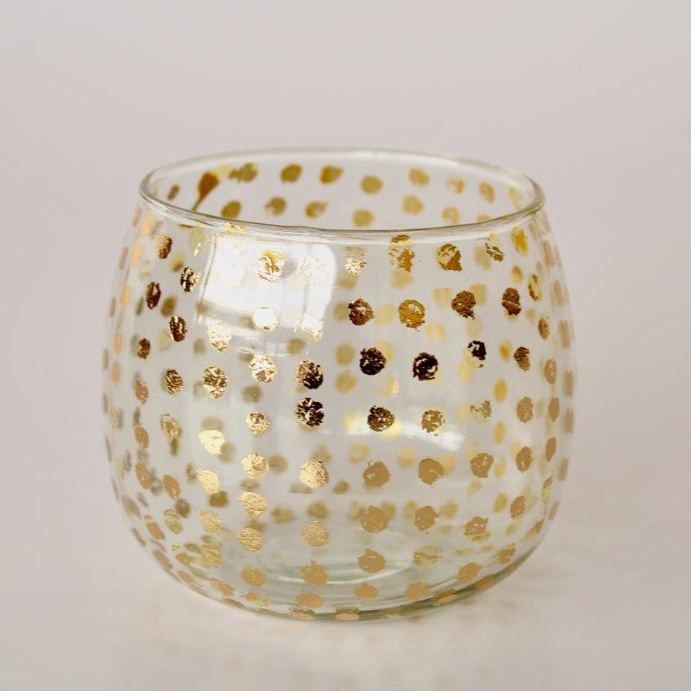 Gold Dot Glass Tealight Candle Holder